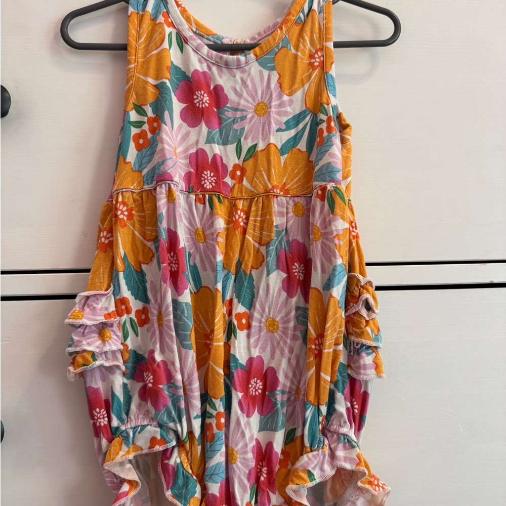 Little Sleepies Floral ruffle Romper